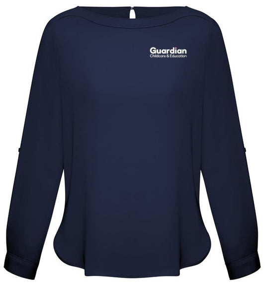 Women Madison Boatneck Blouse 828LL Navy