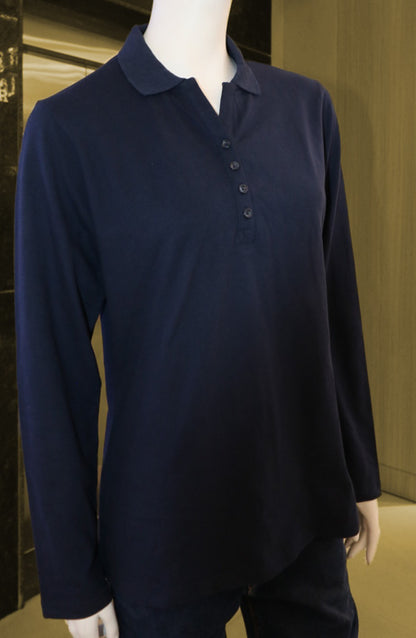 Women's Long Sleeve Cotton Polo Shirts