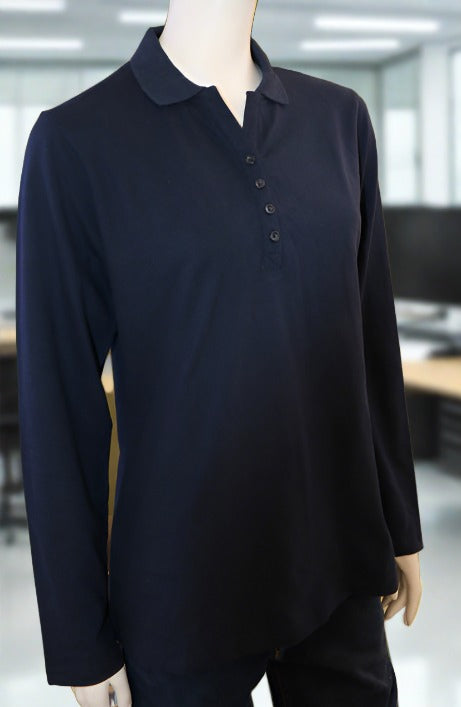 Women's Long Sleeve Polo 65% Polyester
